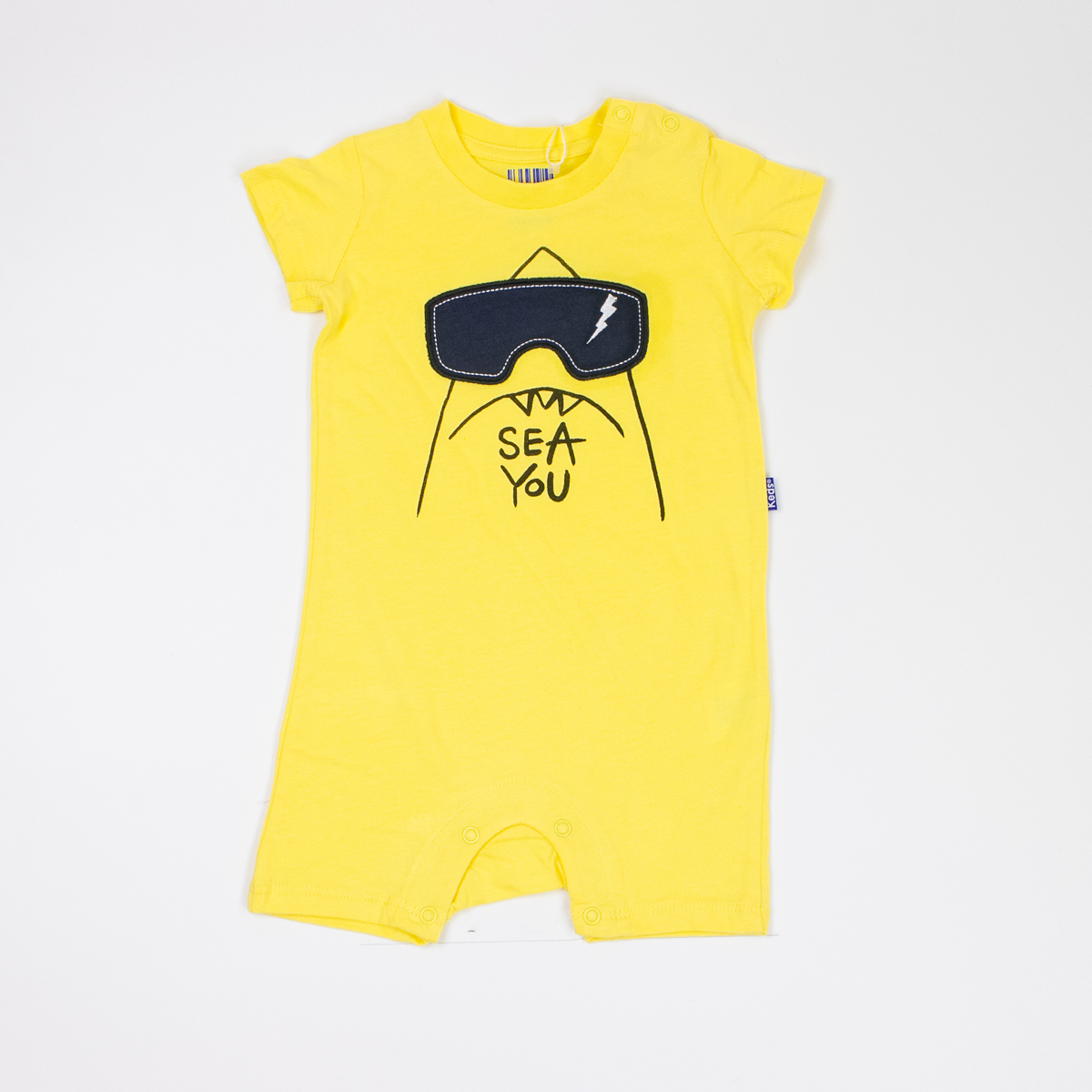 אוברול   שרוול קצר לתינוקות בנים בצבעים צהוב ו שחור בהיר